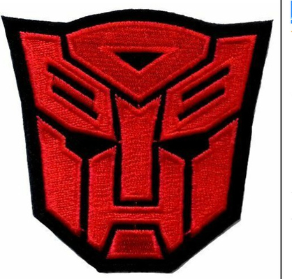 Merrow κεντημένο σύνορα λογότυπων μπαλωμάτων λογότυπο ταινιών κινηματογράφων Autobot μετασχηματιστών κόκκινο