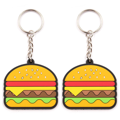 Μαλακή χαριτωμένη Burger PVC βασική αλυσίδων 2$α τρισδιάστατη προώθησης βασική αλυσίδα τροφίμων δώρων μίνι