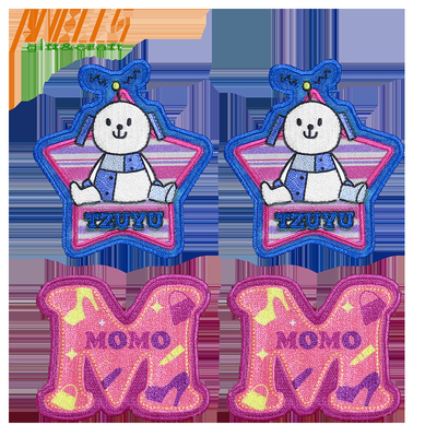 Περιβαλλοντικώς φιλικό Custom Round Iron on Patches Cute Panda Cat Animal Logo Twill Embroidery Badges για μπλουζάκια πόλο