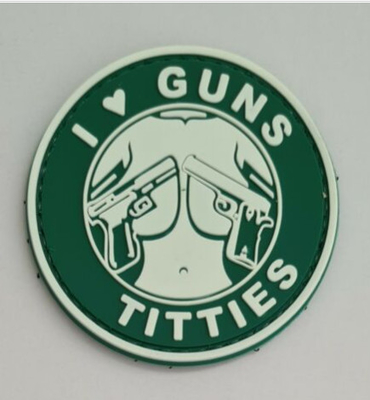 Τα πυροβόλα όπλα και το τρισδιάστατο ηθικό PVC Starbucks Titties επιδιορθώνουν τα πράσινα μπαλώματα ηθικού γάντζων και βρόχων