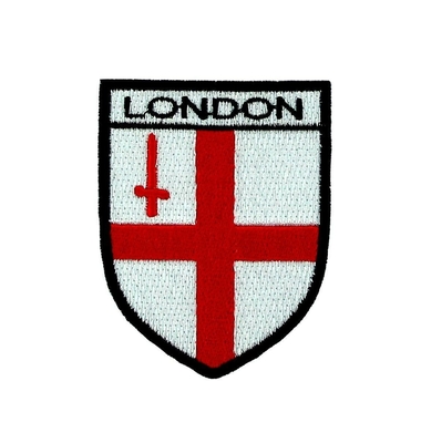 Η σημαία βρετανικών Αγγλία ασπίδων που κεντιέται επιδιορθώνει το σίδηρο στα διακριτικά υφάσματος για τα όπλα παλτών