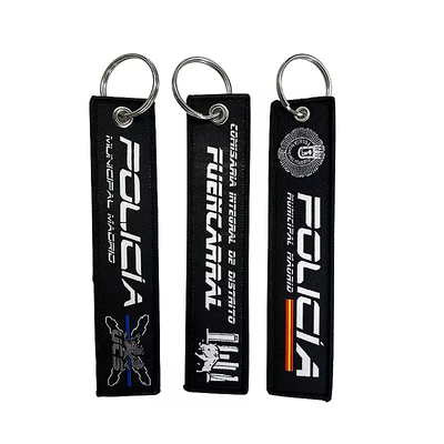 Προσαρμοσμένο κενό Custom Logo Βραβευμένο ύφασμα Keyring Key Fob Key tag Αεροπλάνο Jet tag Βραβευμένο αεροπορικό κλειδί