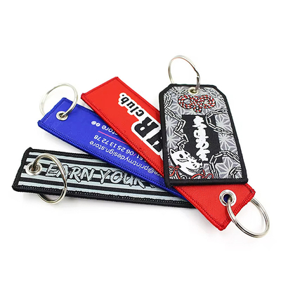Προσαρμοσμένο κενό Custom Logo Βραβευμένο ύφασμα Keyring Key Fob Key tag Αεροπλάνο Jet tag Βραβευμένο αεροπορικό κλειδί