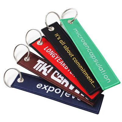 Μοντέλ Σχεδιασμός Βραβευμάτων Patch Kevchain Woven Fabric Keyring με το δικό σας λογότυπο
