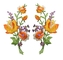 Ο σίδηρος κεντητικής συνόρων Merrowed στο μπάλωμα 2Pcs Applique πορτοκαλί αυξήθηκε λουλούδι