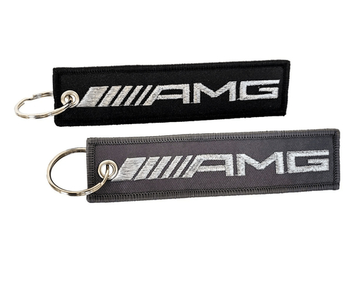 Βραβευμένο λογότυπο AMG Keychain Accessory Crew Tag Ring Μαύρο Γκρι Ασημένιο γραμματόσημο
