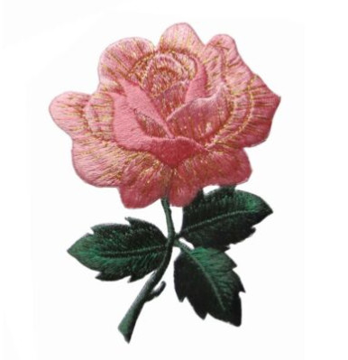 #4535 3 1/4» ρόδινο αυξήθηκε σίδηρος κεντητικής λουλουδιών στο μπάλωμα Applique
